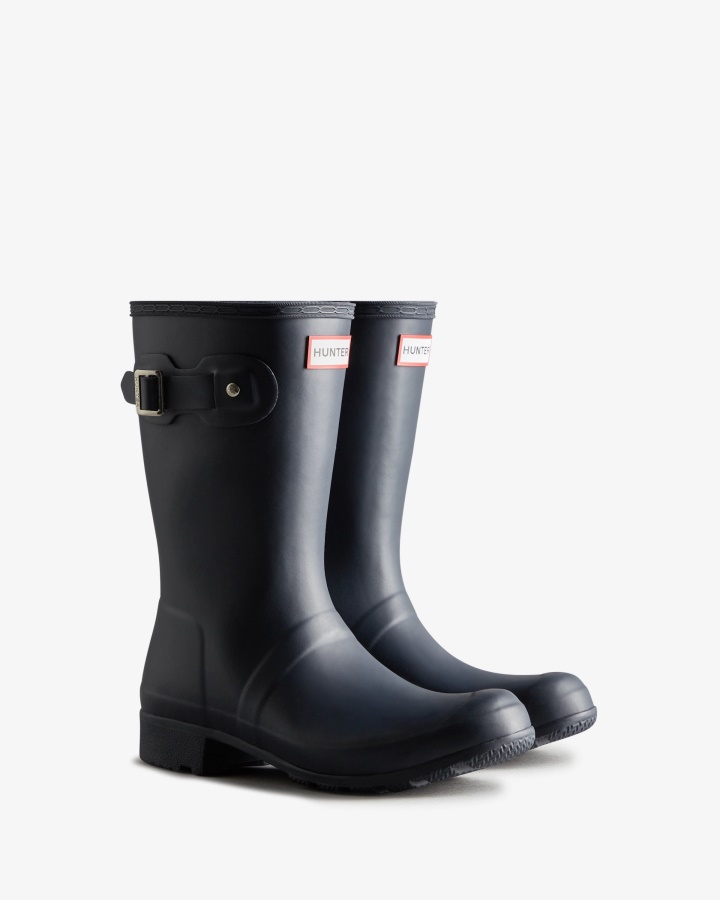 Hunter Women's Tour Foldable Short Rain Boots Navy