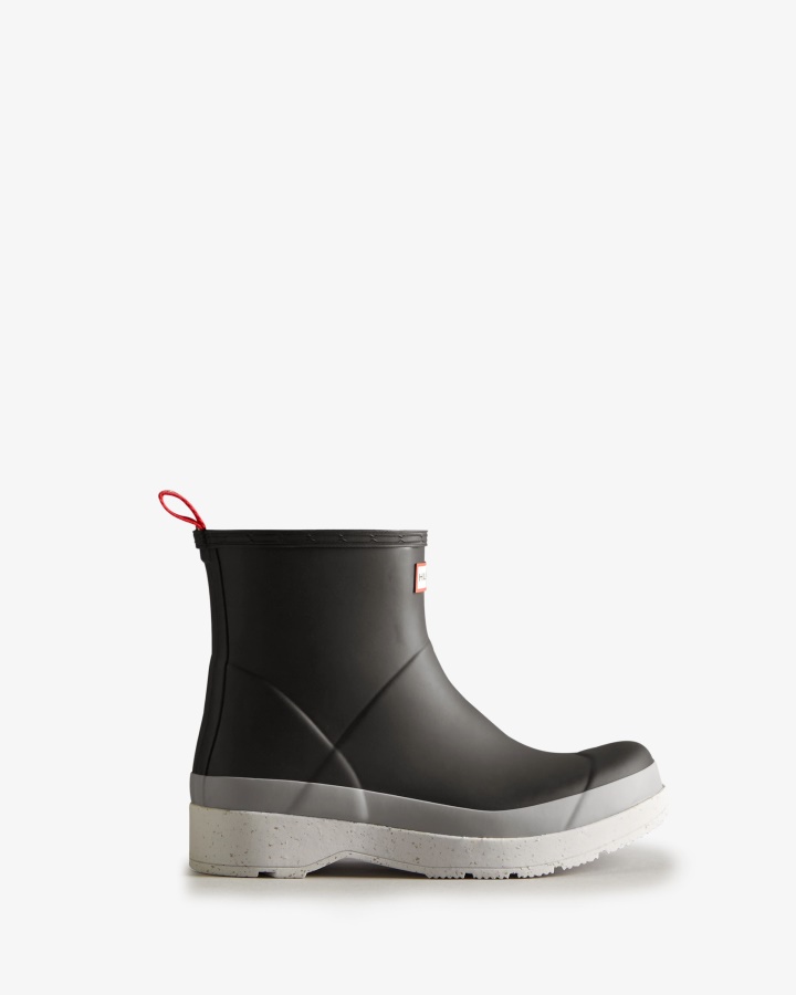 Hunter Men's Original Play Short Speckle Rain Boots Black-Steall Grey