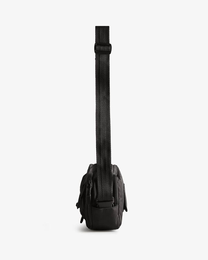 Hunter Nylon Three-Way Top Clip Crossbody Bag Black