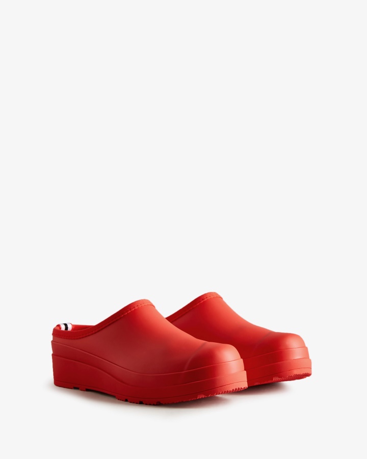 Hunter Women's Play Clogs Logo Red