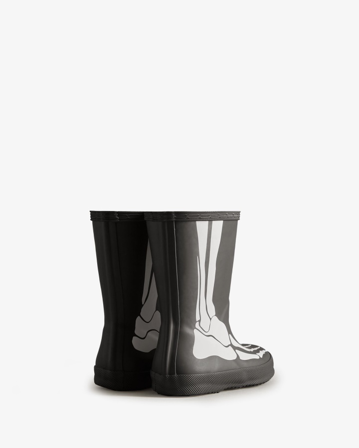 Hunter Kids First (18 Months-8 Years) Skeleton Rain Boots Black