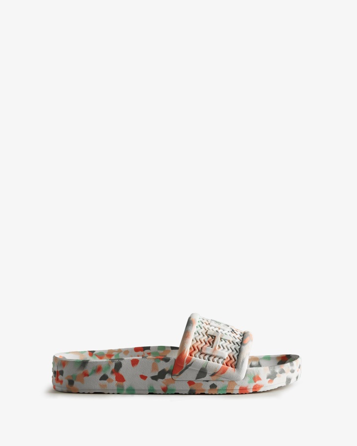 Hunter Men's BLOOM Marble Slides White