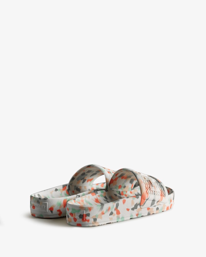 Hunter Men's BLOOM Marble Slides White
