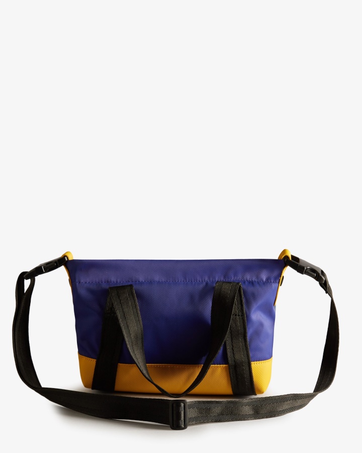 Hunter Repurposed Nylon Mini Top Clip Tote Bag Blue Thistle Multi