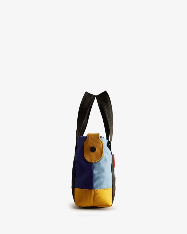 Hunter Repurposed Nylon Mini Top Clip Tote Bag Blue Thistle Multi