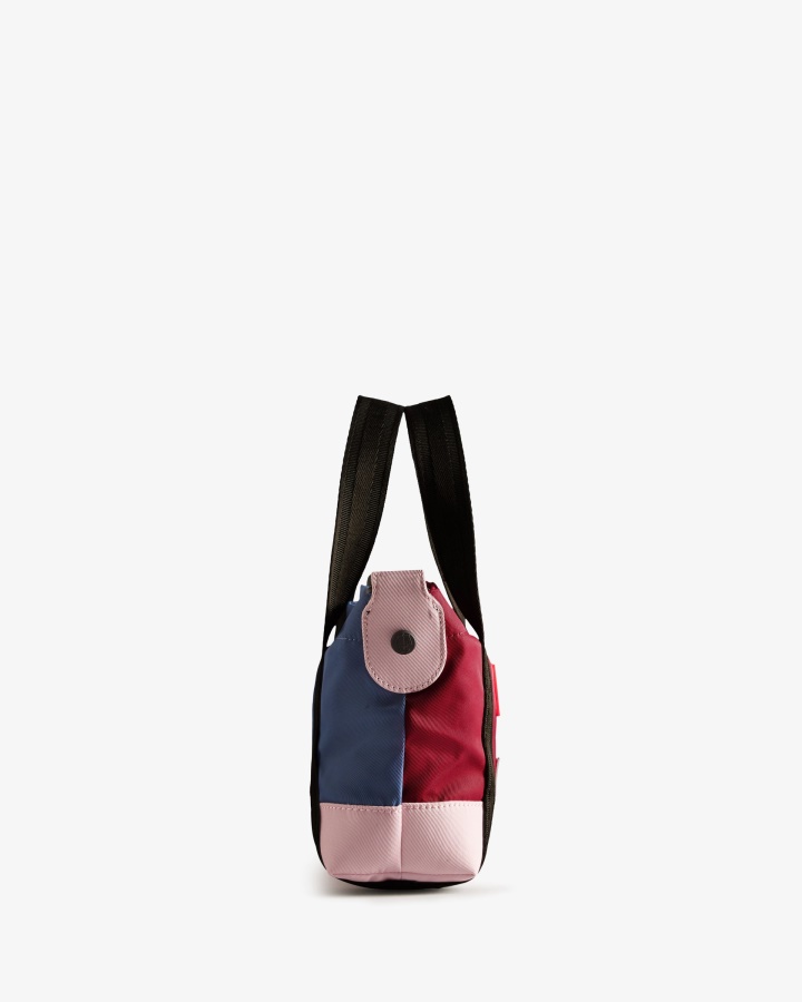 Hunter Repurposed Nylon Mini Top Clip Tote Bag Hayes Burgundy Multi
