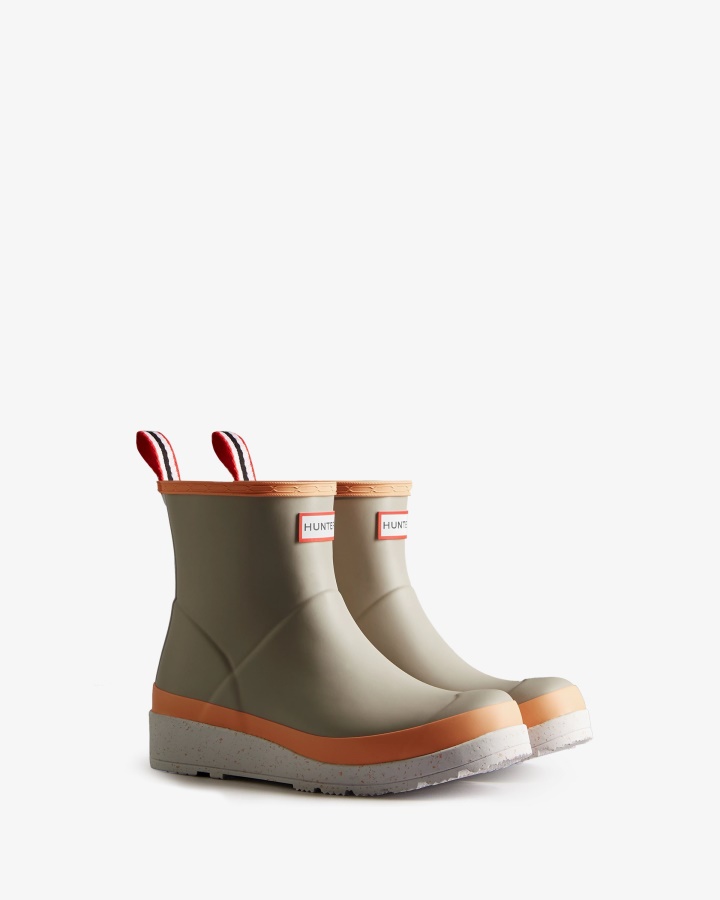 Hunter Women's Play Short Speckle Rain Boots Steall Grey-Summit Rise Peach-Spurrey White
