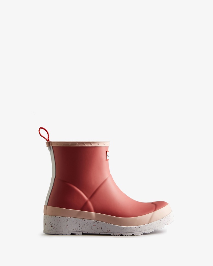Hunter Women's Play Short Speckle Rain Boots Glenmore Rose-Azalea Pink-Spurrey White
