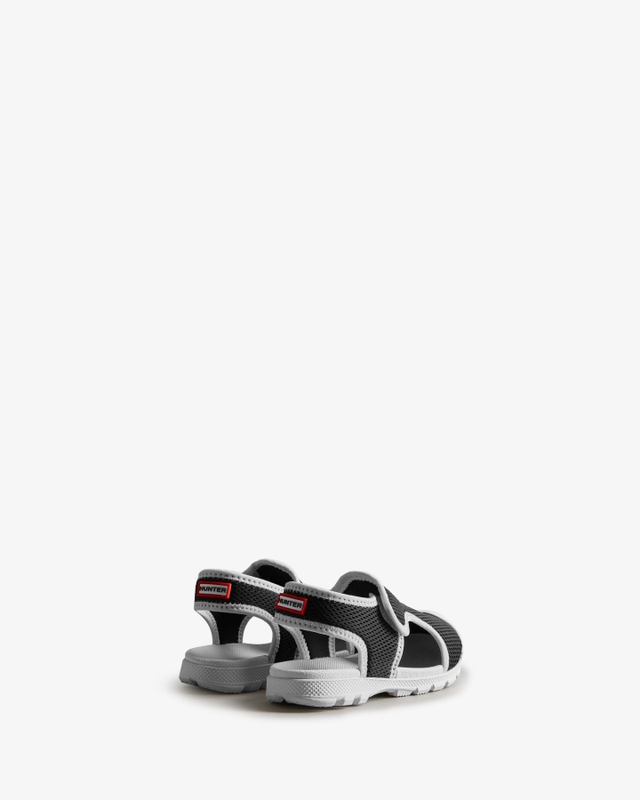 Hunter Little Kids (18 Months-6 Years) Mesh Outdoor Walking Sandals Black-White