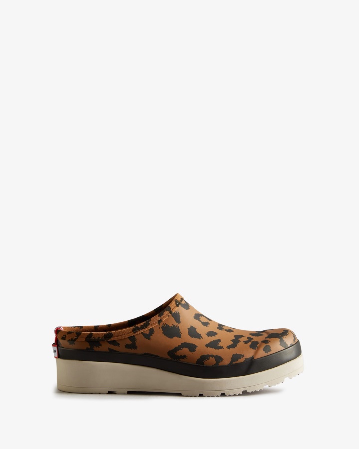 Hunter Women's Play Hybrid Leopard Print Clogs Black-Cast