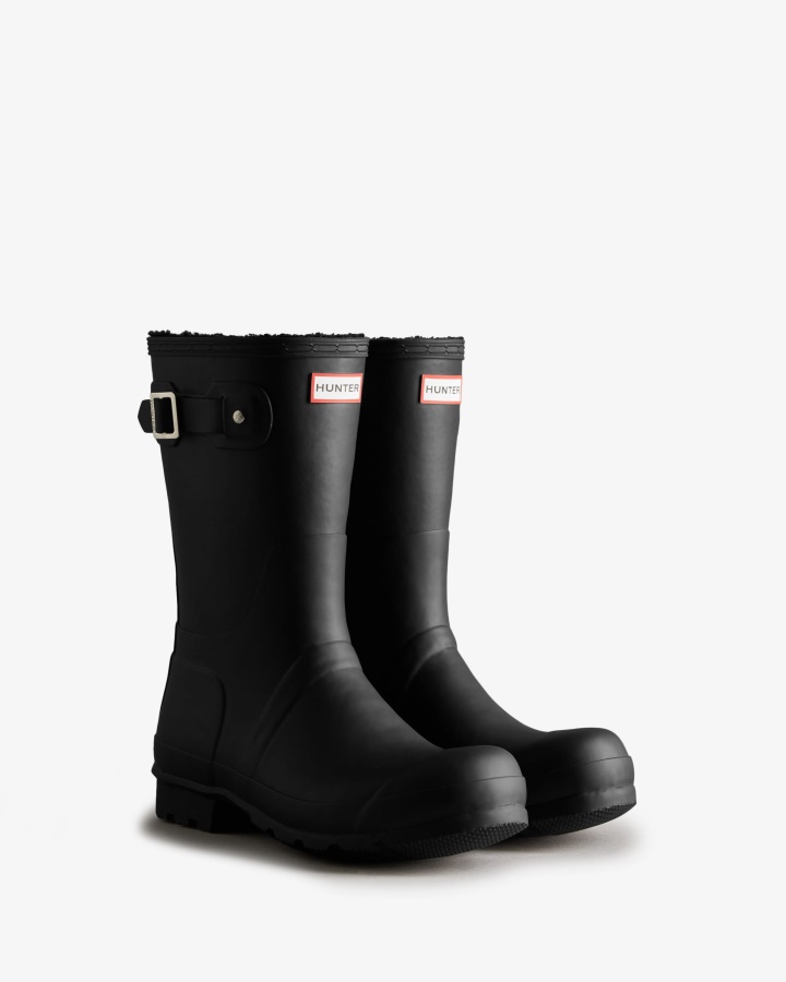 Hunter Men's Short Insulated Rain Boots Black
