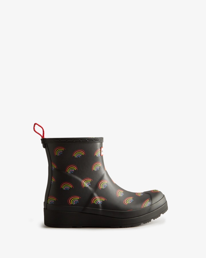 Hunter Women's Play Short Mini Rainbow Rain Boots Mini Rainbow Print