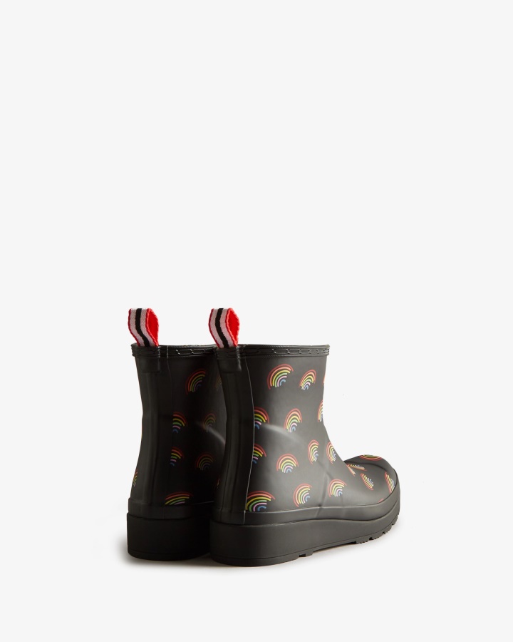 Hunter Women's Play Short Mini Rainbow Rain Boots Mini Rainbow Print