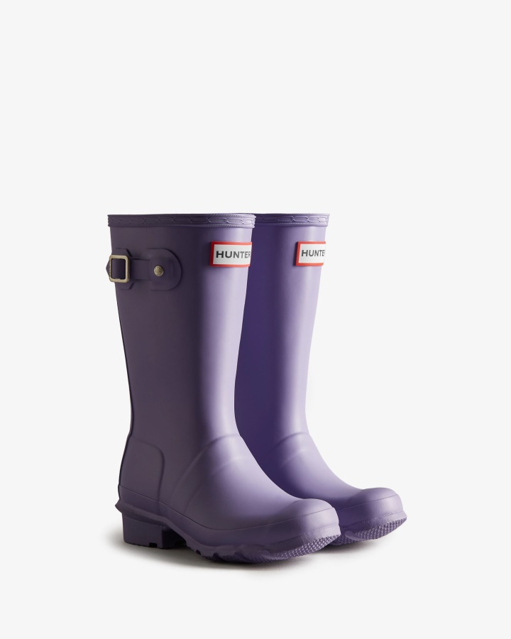 Hunter Original Big Kids (5-11 Years) Rain Boots Iridescent Purple