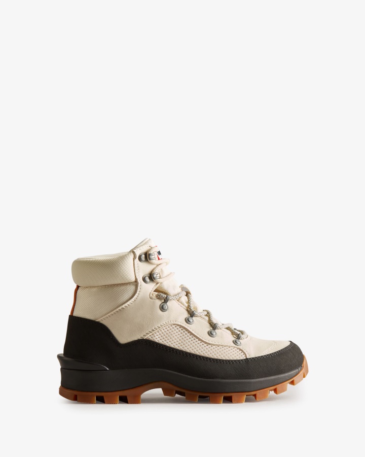Hunter Women's Explorer Insulated Lace-Up Commando Boots White Willow-Cosy Cream-Black