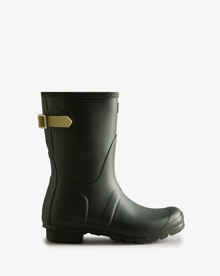Hunter Women's Short Back Adjustable Rain Boots Maa Green-Wild Green