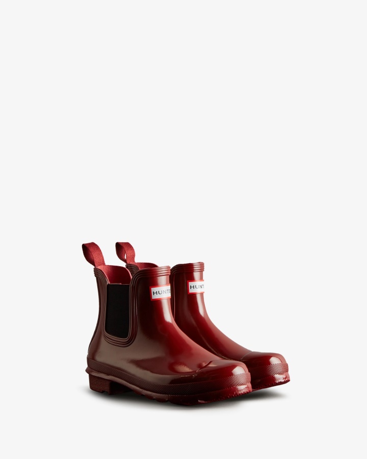 Hunter Women's Original Gloss Chelsea Boots Fall Red-Black