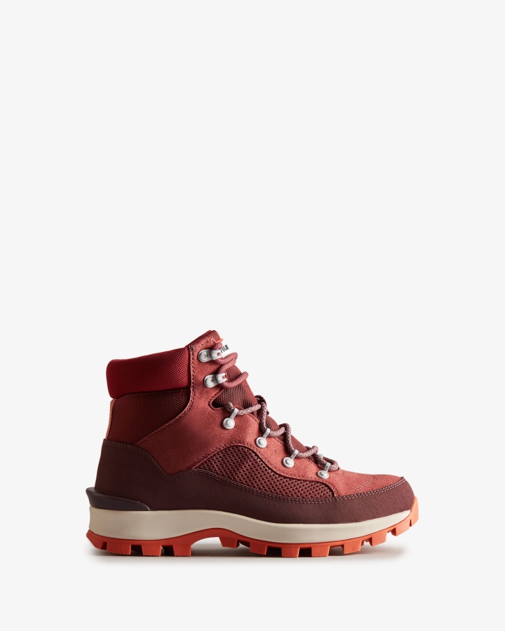 Hunter Women's Explorer Insulated Lace-Up Commando Boots Muted Berry-Ruskea Brown-Fall Red