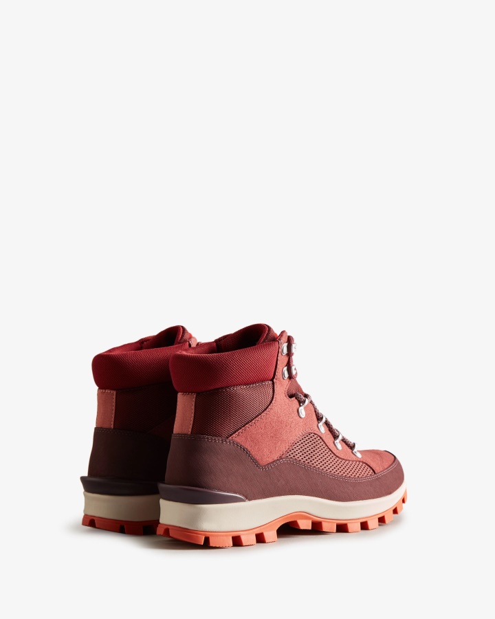 Hunter Women's Explorer Insulated Lace-Up Commando Boots Muted Berry-Ruskea Brown-Fall Red