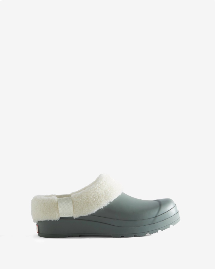 Hunter Women's Play Vegan Shearling Insulated Clogs Urban Grey