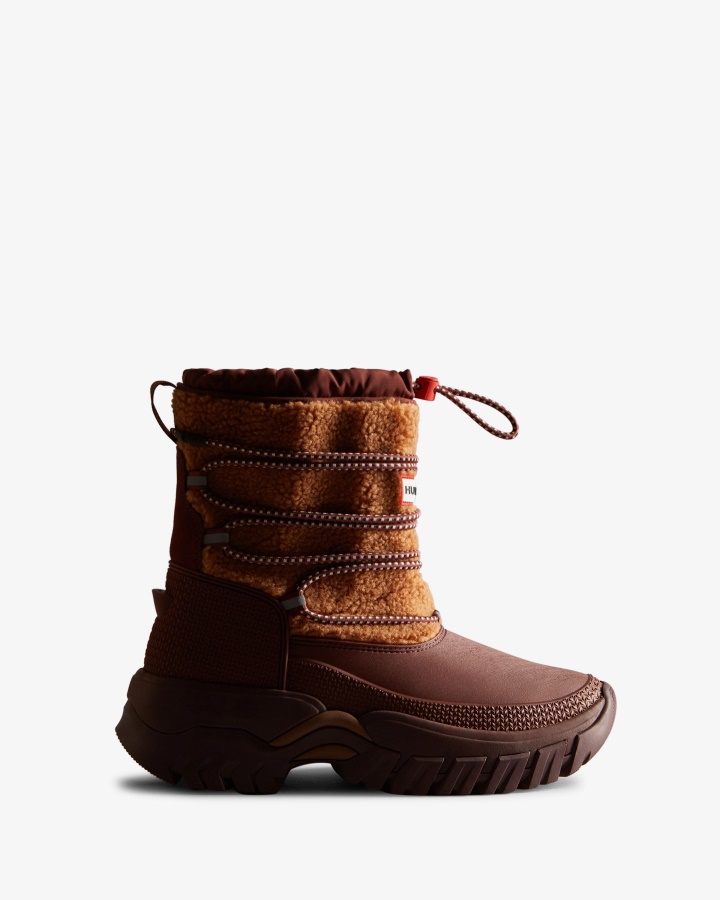 Hunter Women's Wanderer Vegan Shearling Insulated Short Snow Boots Mawson Creek-Muted Berry