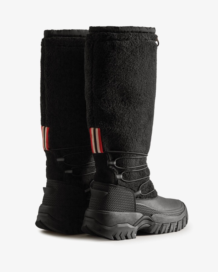 Hunter Women's Wanderer Vegan Shearling Insulated Tall Snow Boots Black