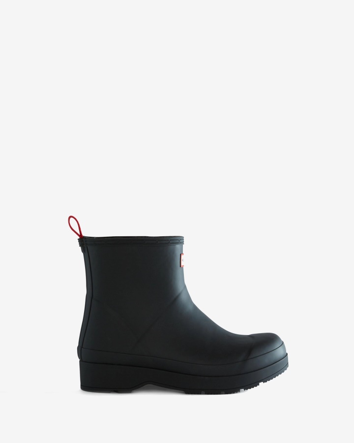 Hunter Men's Play Vegan Shearling Insulated Short Rain Boots Black
