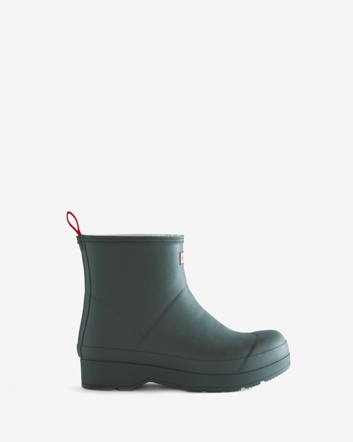 Hunter Men's Play Vegan Shearling Insulated Short Rain Boots Urban Grey