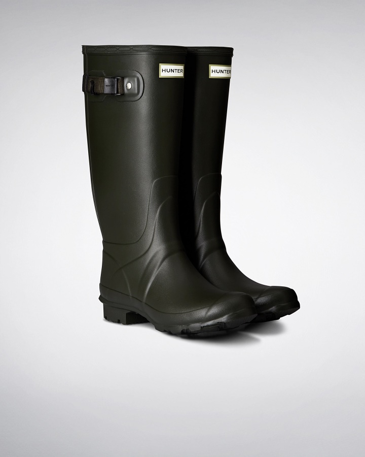 Hunter Women's Huntress Wide Leg Rain Boots Dark Olive